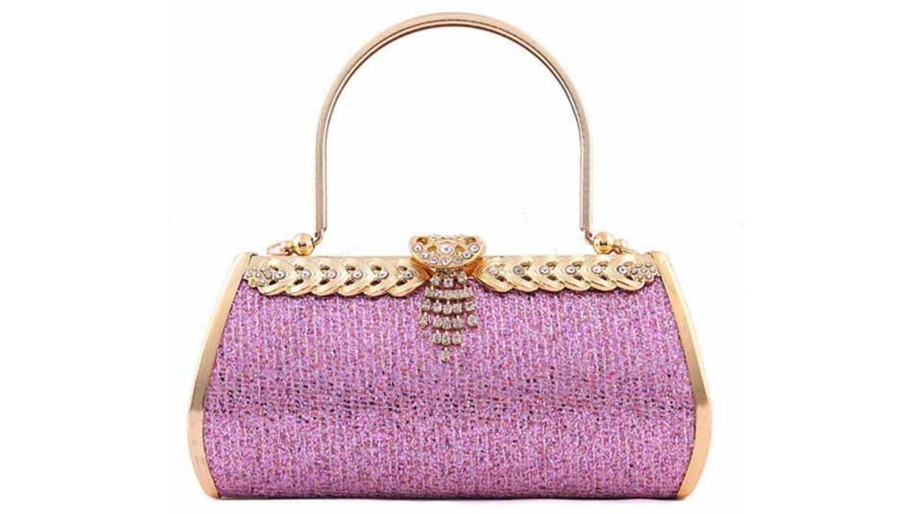 กระเป๋าออกงาน สวยในงานราตรีแฟชั่นเกาหลี นำเข้า สีม่วงอ่อน - พร้อมส่งAP2540 ราคา1500บาท