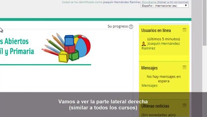 Formación en Red - 2.2. Navegación - Conociendo el aula, barra lateral derecha - Moodle 2.6