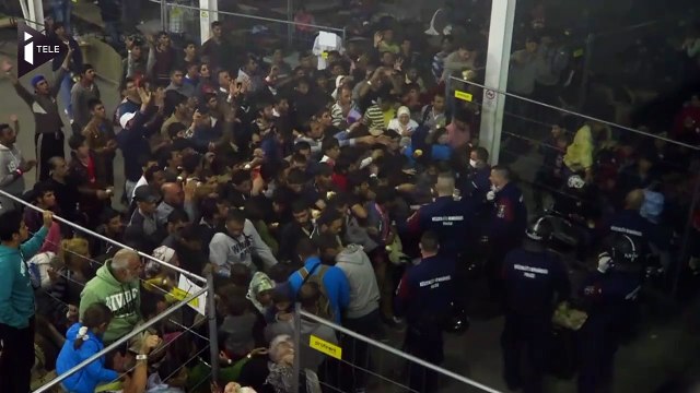 En Hongrie, 300 réfugiés parqués pour la distribution de vivres