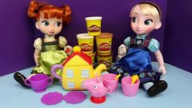 Frozen Play Doh Peppa Pig Tea Party Elsa Anna Toddler Dolls Playdough Food Cookies DisneyCarToys