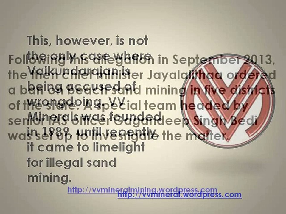 VV Mineral Vaikundarajan Denies Involvement In Illegal Sand Mining