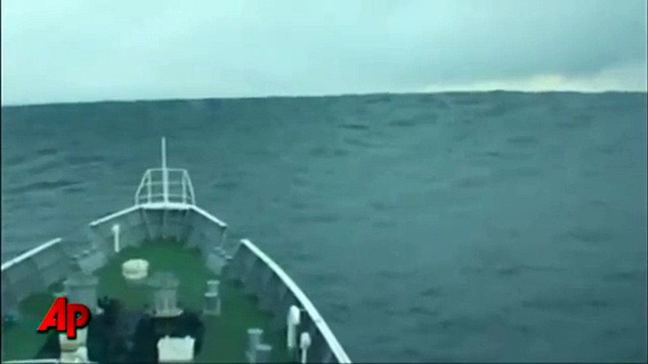 RAW Footage: Japanese ship riding tsunami waves *MUST SEE*