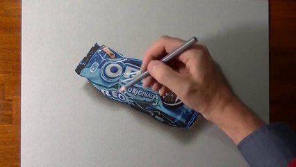 Drawing time lapse: Oreo cookies snack pack - hyperrealistic art