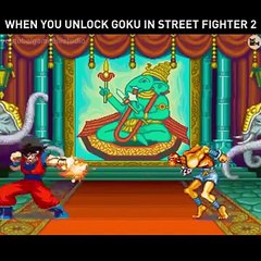 Cuando desbloqueas a goku en street fighter