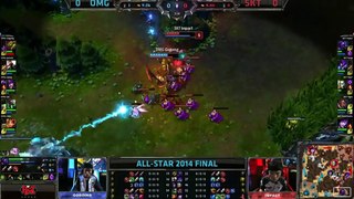 SKT Impact Jax awesome jukes and escape giving First Blood   SKT T1 K vs OMG Game 1   All star 2014