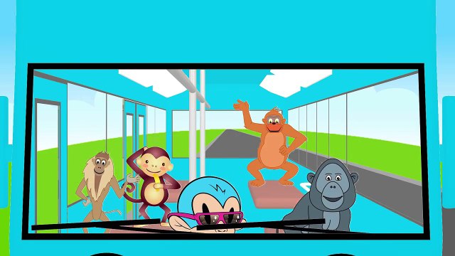 Wheels On The Bus with Five Little Monkeys Nursery Rhyme Song for Kids Animated Surprise Eggs