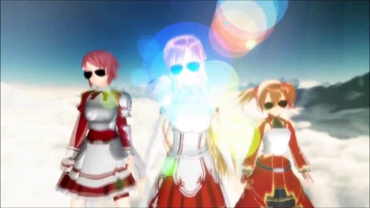 Asuna & SAO Crew - Japanese Gangnam Style 【MMD】