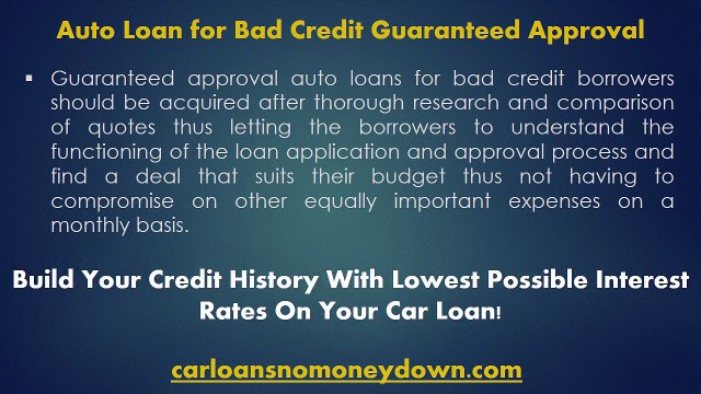 Guaranteed Auto Loan Approval with Bad Credit Score