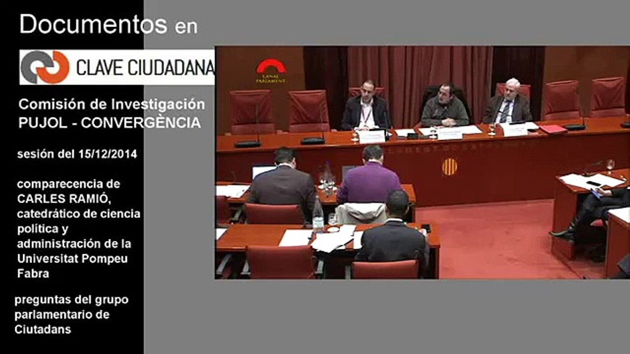 COMISIÓN PUJOL(15/12/2014)Comparece Carles Ramió, cated. ciencia Política UPF .Preguntas de C's