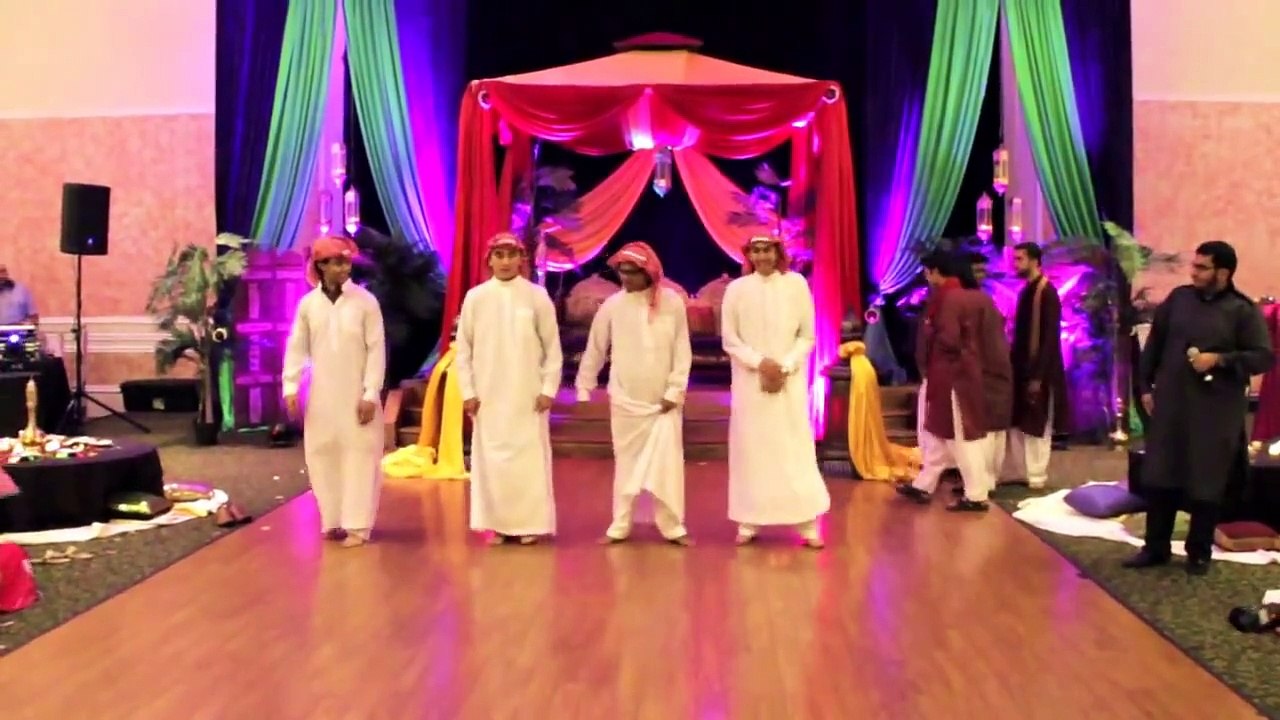 Funny Mehndi Dance - Desi vs. Arab skit! Pakistani wedding Hammad + Mehar, Part 1/3