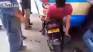 Man Becomes Stuck After Slamming Into Van