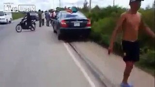 Man Ripped Apart - Corpse Lands Atop Vehicle