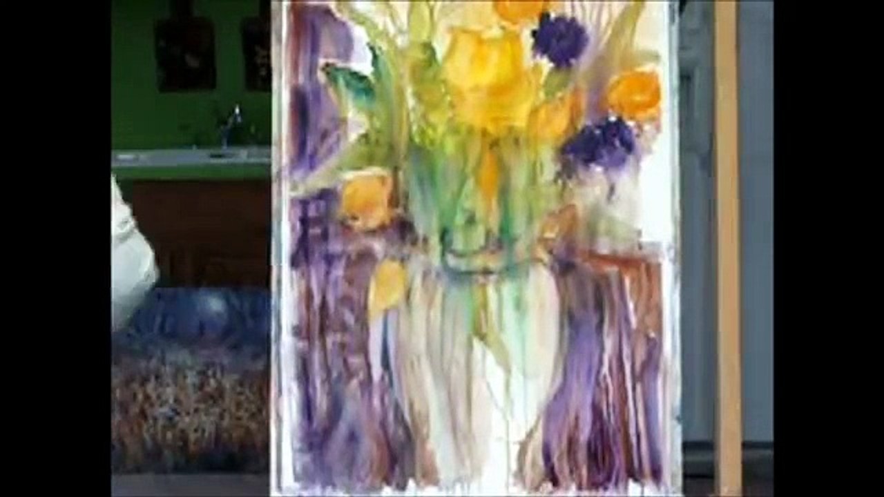 WATERCOLOR AND ACRYLIC  FLORAL PAINTING BY MILLIE GIFT SMITH
