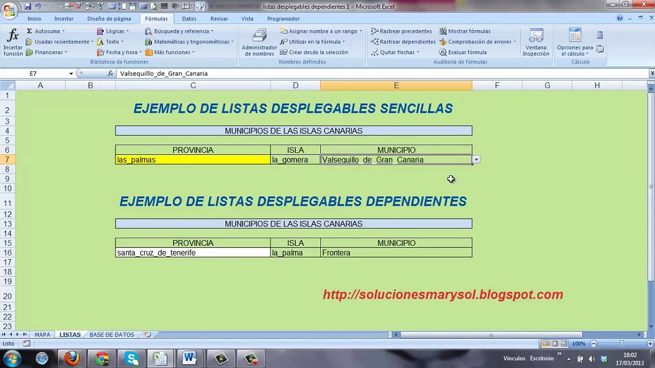 Listas desplegables dependientes en Excel de varios niveles