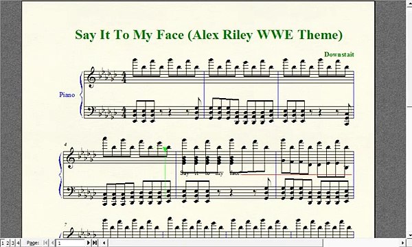 Wrestling Piano Theme Sheet Music - Say It To My Face (Alex Riley WWE Theme)