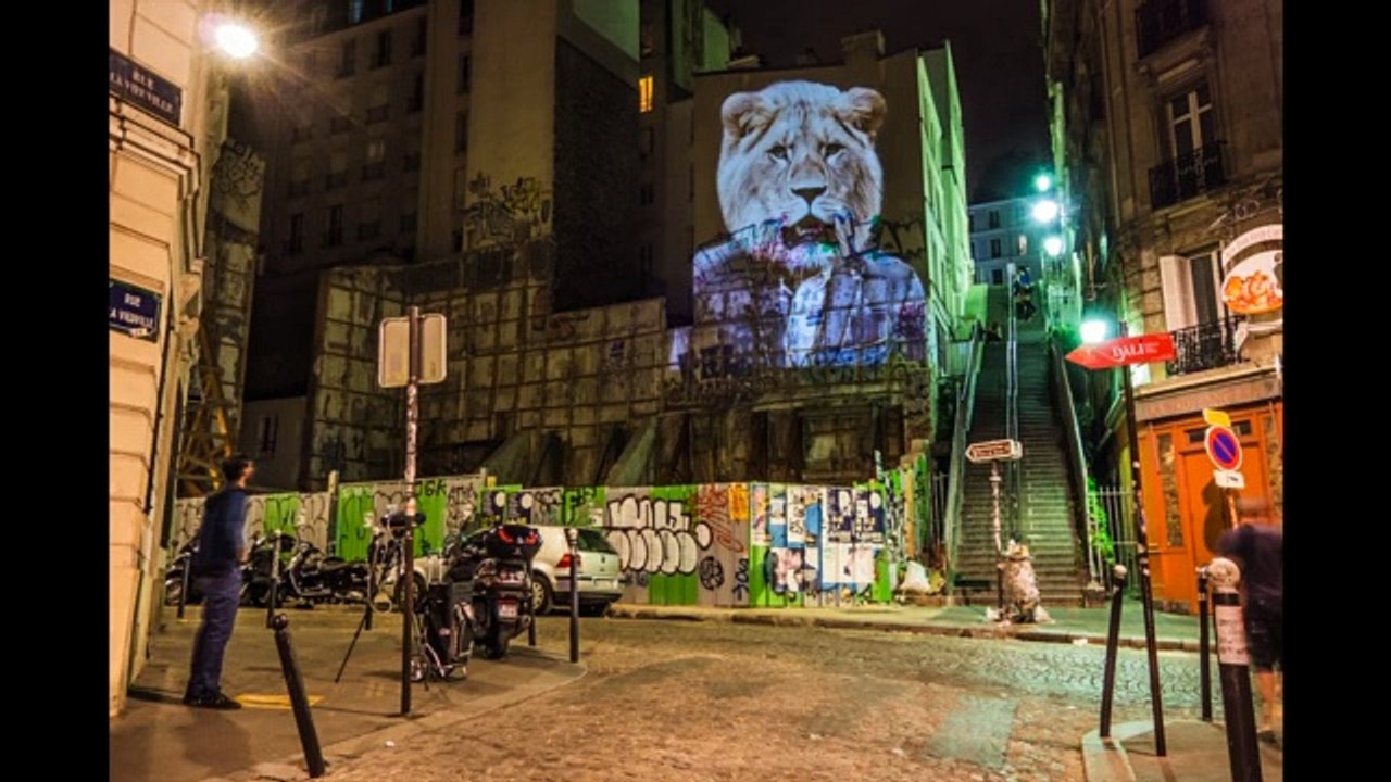 Projection d'animaux géants dans les rues de Paris