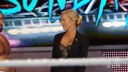 WWE Raw 8/17/15 Dolph Ziggler returns and helps Lana against Rusev and Summer Rae