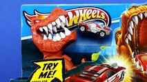 Hot Wheels T Rex Takedown Playset Eats Disney Cars Lightning McQueen & Hot Wheels Cars!