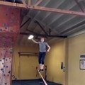 Anazing skill double front flip on this slackline amazing stunt