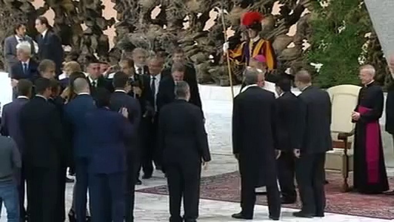 Pope greets soccer players ahead of Match for Peace
