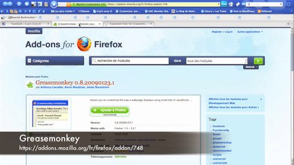 Facebook Fixer et Greasemonkey-Screencast d'explication et d'installation