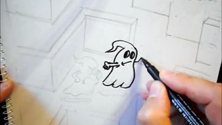 Halloween Cartoon, Drawing Ghosts in the Maze