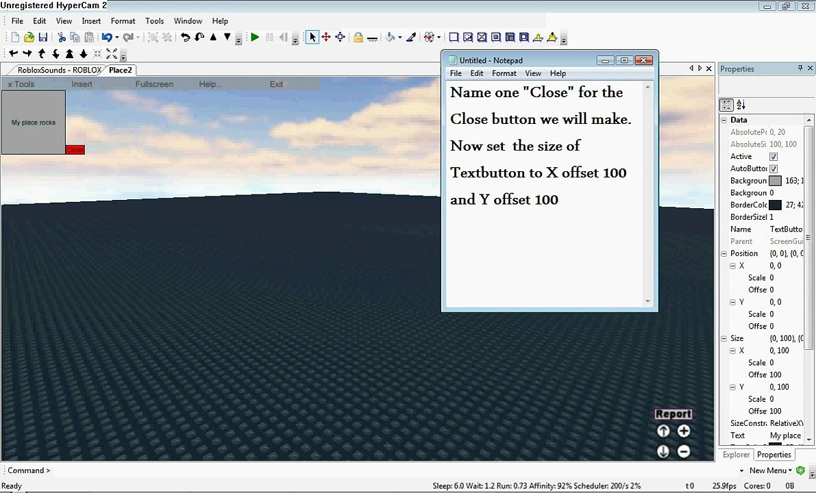 Roblox Gui Scripts Close Button Gui That Closes Another Window - roblox properties window
