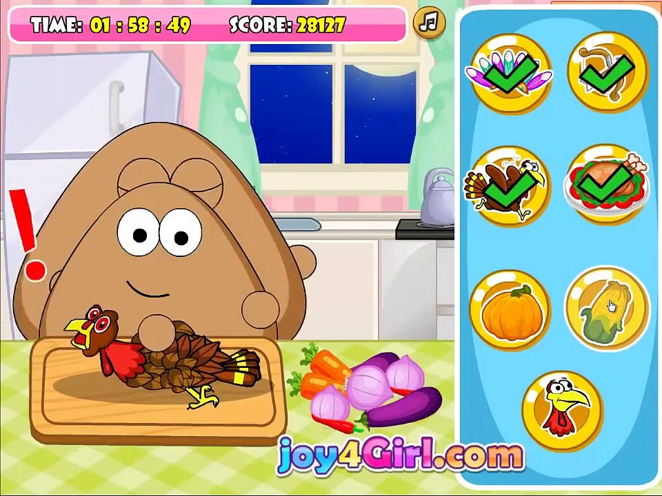 Pou Thanksgiving Day Slacking Games for Kids Frozen Game