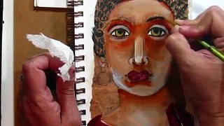 Mixed Media collage Painting tutorial Fayum Lady Portrait