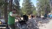 Mammoth lakes camping, fishing, float tubing, and bacon on lake mary