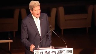 US Secretary of State, John Kerry talks at the Keynote address of the Climate Week NYC 2014