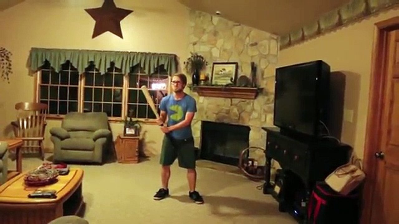 Psycho kid smashes TV reversed