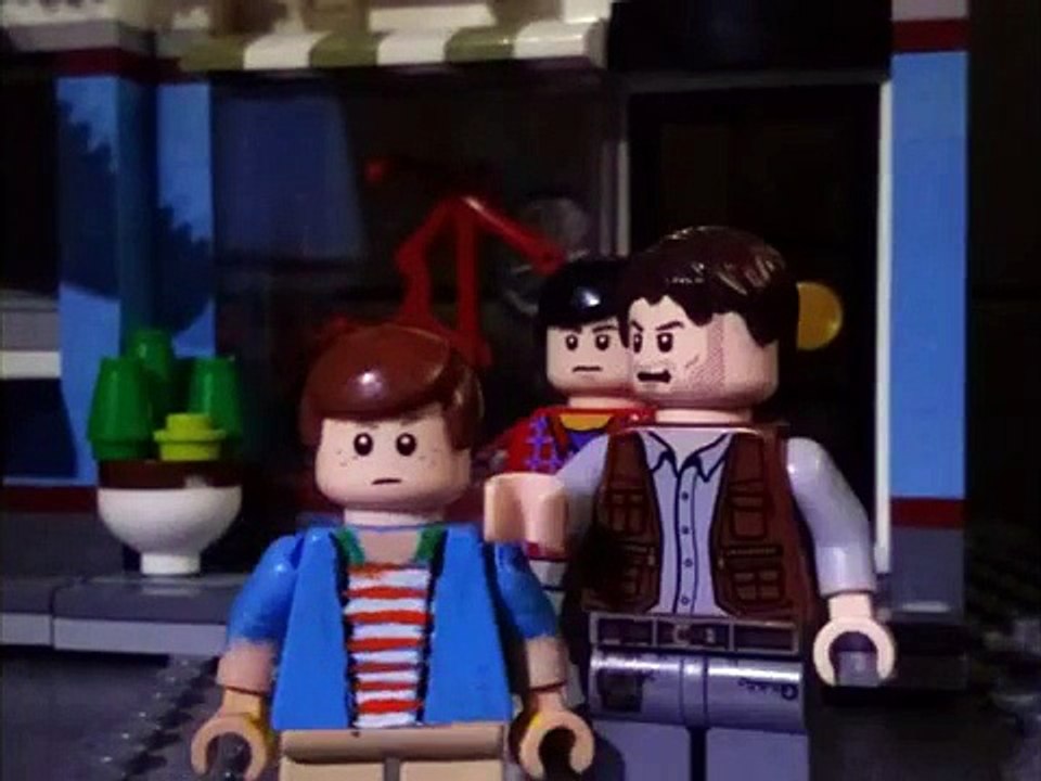 SPOILER jurassic world t rex and blue vs indominus rex scene in lego version 1