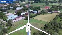 Drone Catches Man Sunbathing on Top of a 200ft Wind Turbine