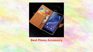 50 pcslot Genuine Leather Wallet Case For Sony Xperia Z2