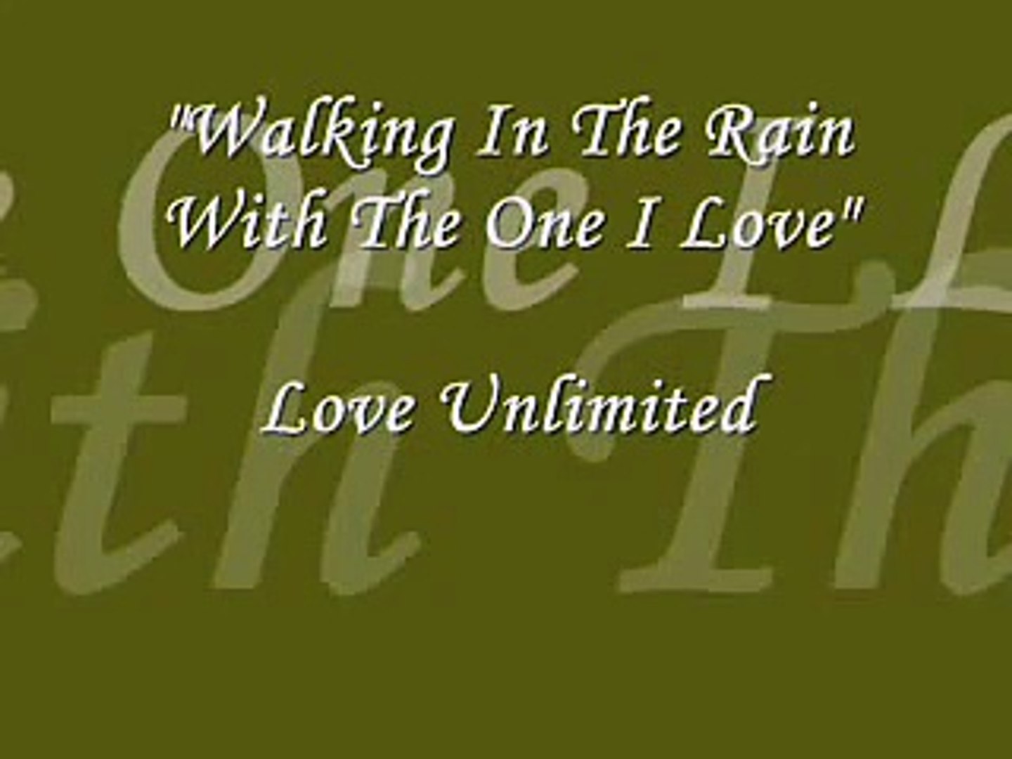 Walking In The Rain With The One I Love B Vitolio Video