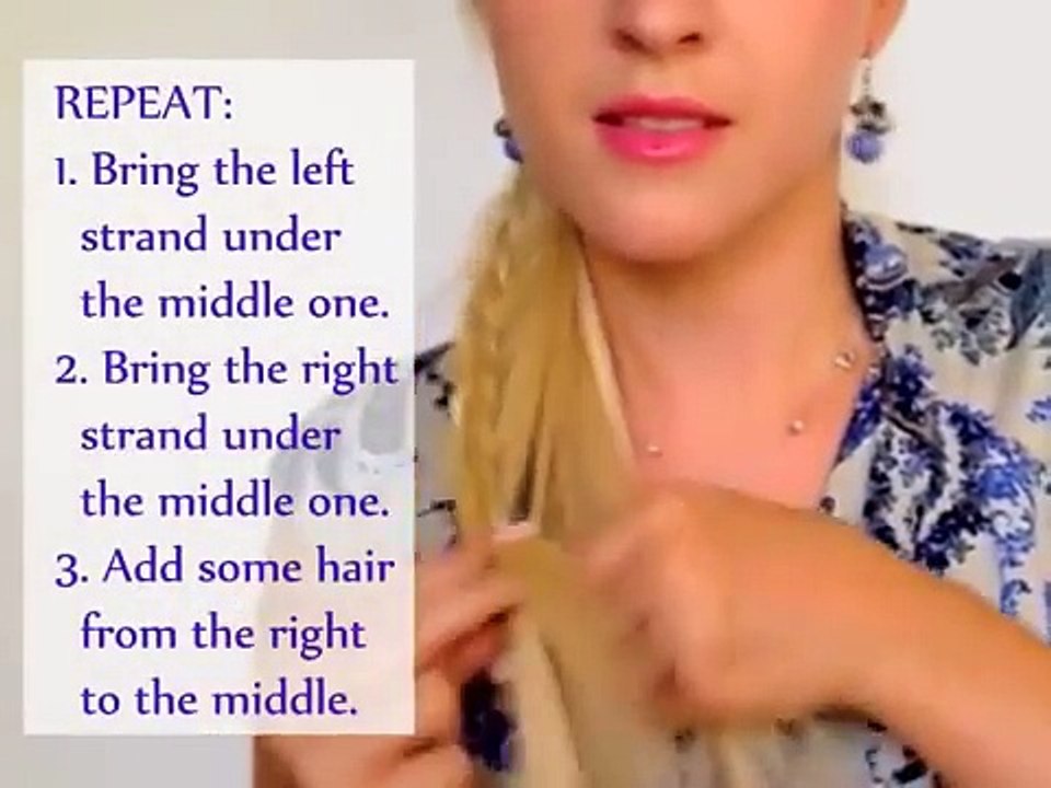 Braided ponytail hairstyle for long hair tutorial Top knot everyday updo for work, school