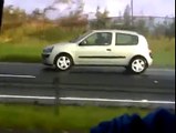 Guy driving the wrong way on motorway