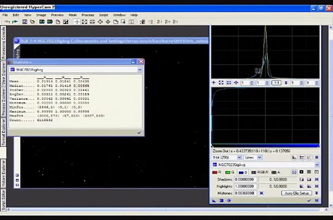 PixInsight tutorial . 2-Balancing the histogram