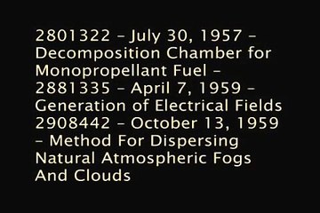 Extensive list of U.S. Patents for Weather modification, aka CHEMTRAILS.wmv