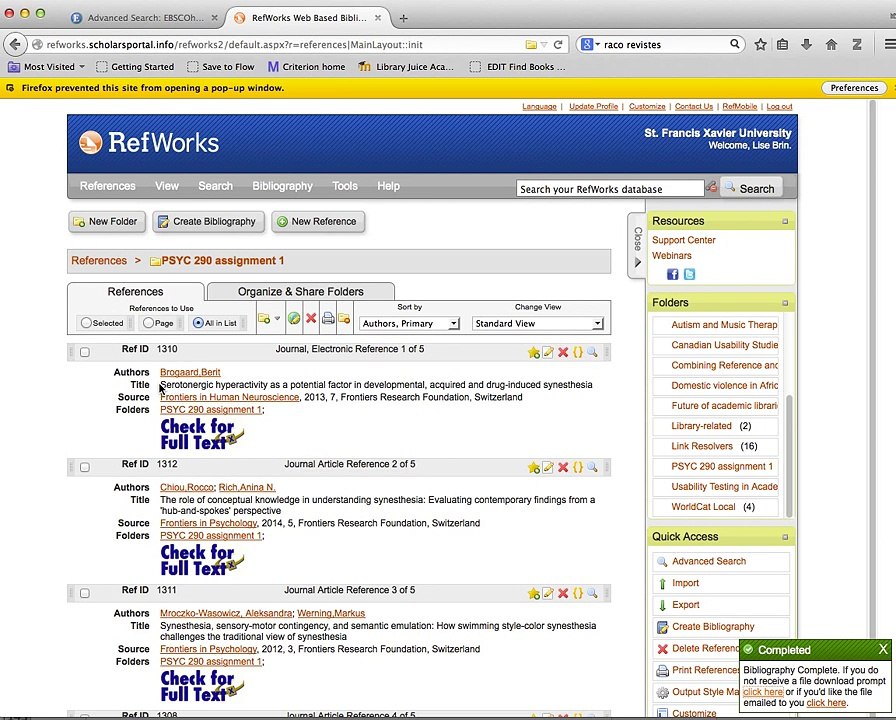 [HD]  Getting the DOI to show up in References via refWorks