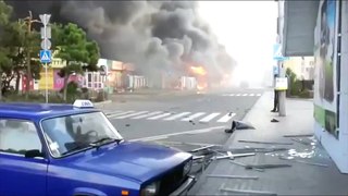 Ukraine Crisis - Railway Station Set On Fire By UA Army In Donetsk, August 29 2014 Ukraine