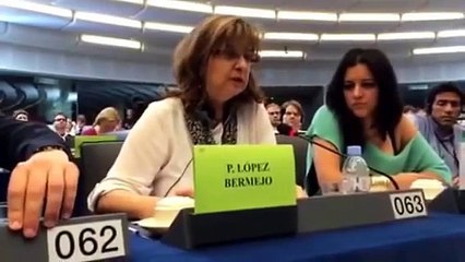Paloma López, eurodiputada de IU pregunta a candidato a Comisario de Economía Katainen