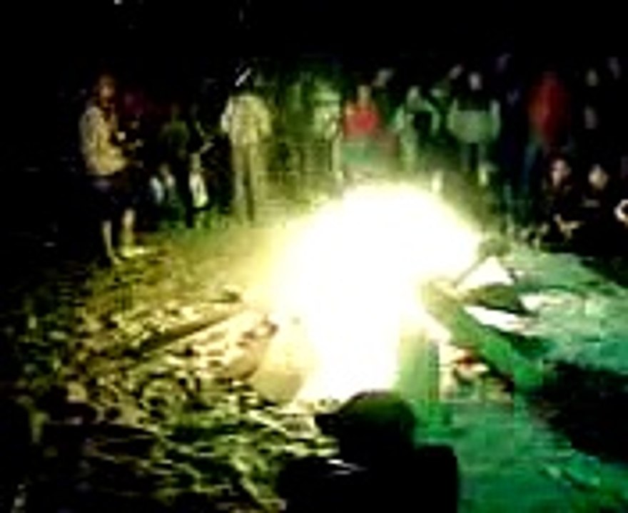 Crazy Man Falls in FIRE
