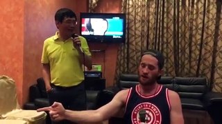 Platzman doing karaoke in Manila