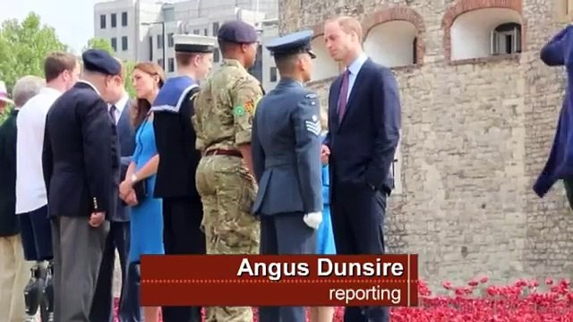 Princes William and Harry and the Duchess of Cambridge plant poppies in WWI tribute