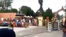 Indian Soldier Falls during Flag lowering Ceremony at Wahga Border