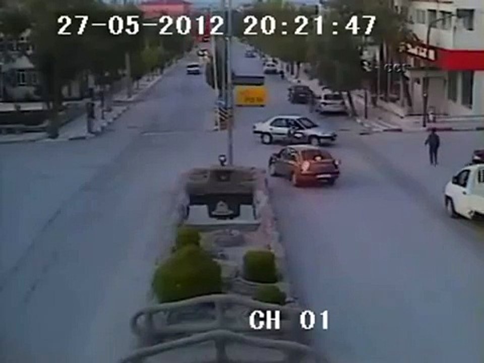 The motorcycle hit the car