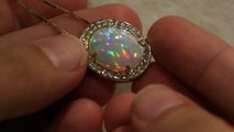 Ethiopian Welo Natural Opal Pendant 14k Gold Diamond Accents Custom Jewelry Designer #1289