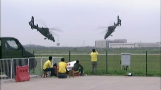 Military, Civil Helicopters Stage Stunting Performance